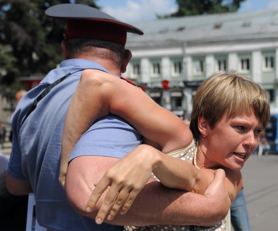 Chirikova at a Khimki protest in 2011