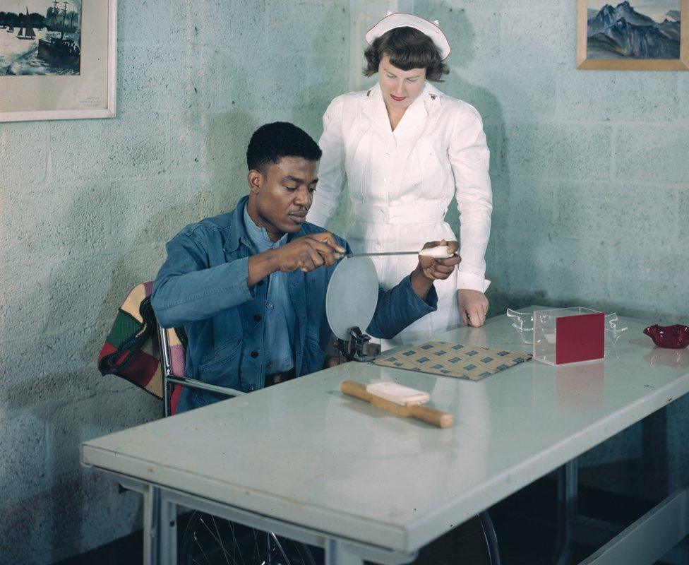 "Vocational Occupational Therapy, ca. 1950s." (Acc. 218558-27) Otis Historical Archives. National Museum of Health and Medicine.