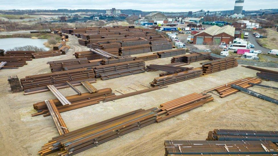 Steel stock near British Steel's works at Scunthorpe