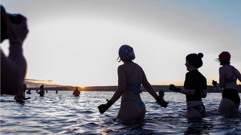 sunrise swim at Portobello Beach