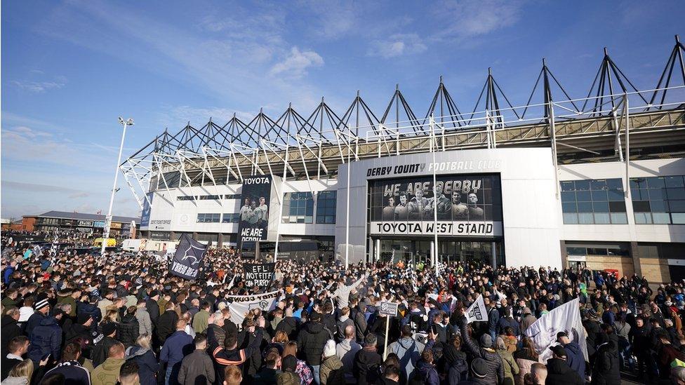 Fans marched to Pride Park