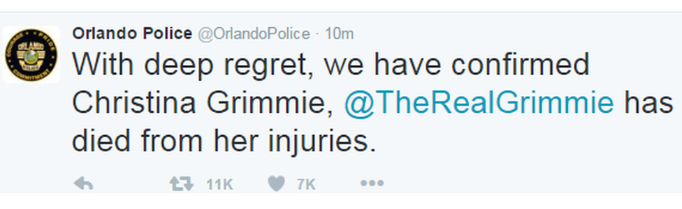 Orlando police's tweet