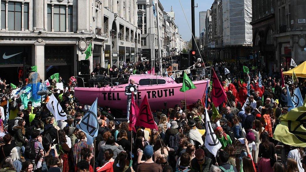 Extinction Rebellion protesters at Oxford Circus