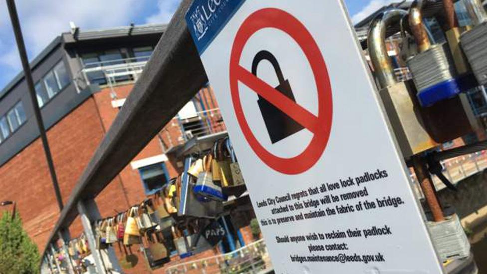 No locks sign on bridge