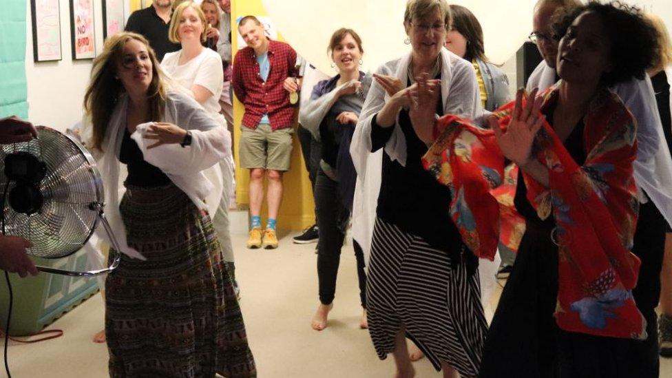 People danced to Wuthering Heights by Kate Bush during the South Square Centre's birthday party for Emily Bronte