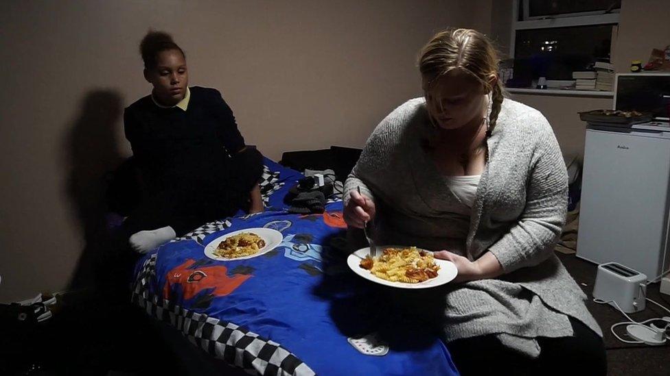 Lucy Surridge living in a hostel with her two children