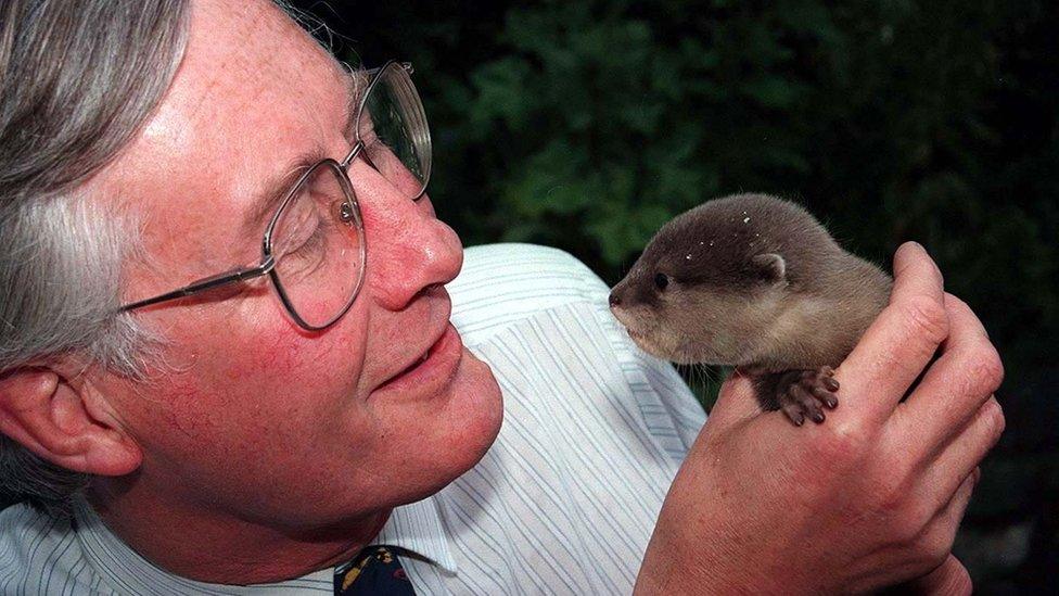 Michael Meacher with an otter