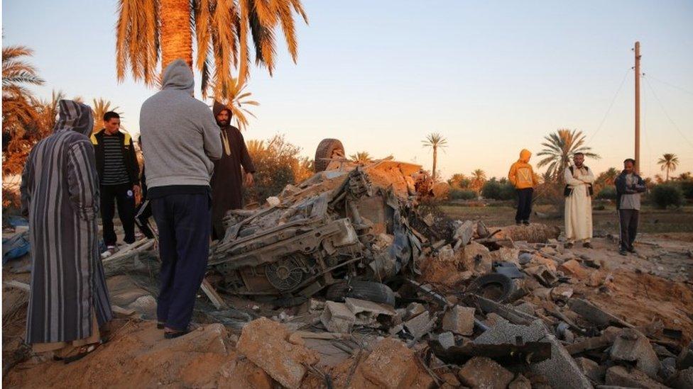 Aftermath of US bombing of IS facilities in Libya, 19 February 2016