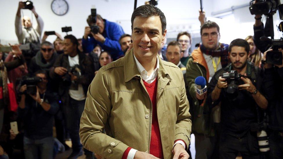 PSOE leader Pedro Sanchez votes in Pozuelo de Alarcon, near Madrid. 20 Dec 2015