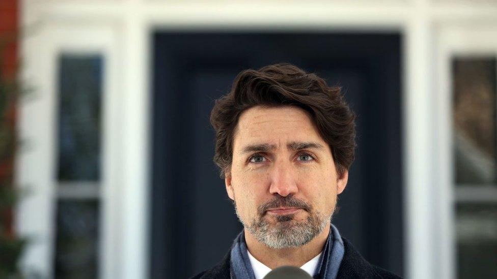 Canadian Prime Minister Justin Trudeau holds an outdoor news conference 20 April, 2020 in Ottawa, Canada