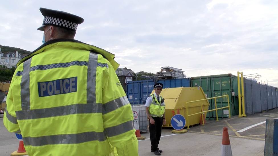 Police at ferry terminal