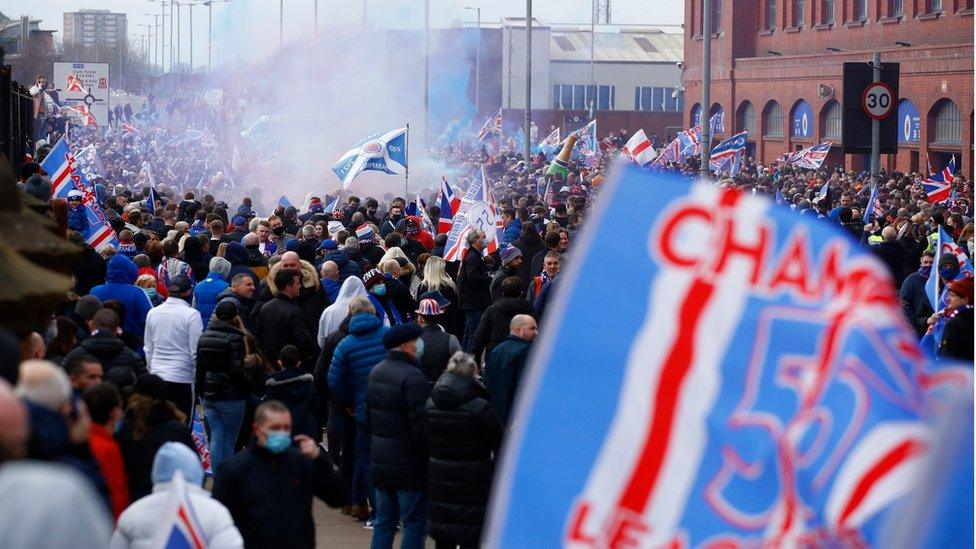 supporters outside Ibrox