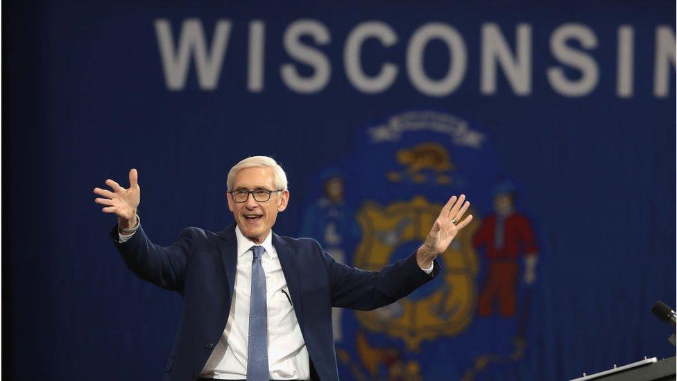 Democrat Tony Evers at campaign event