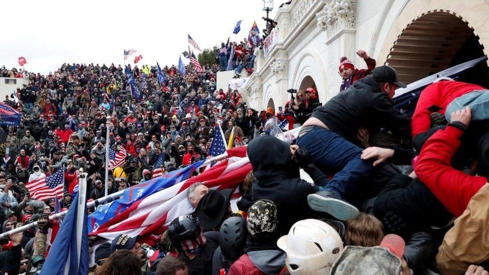 Pro-Trump protesters storm into the U.S. Capitol during clashes with police, during a rally to contest the certification of the 2020 U.S. presidential election