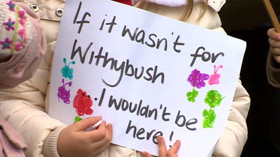 Protestors outside Withybush Hospital