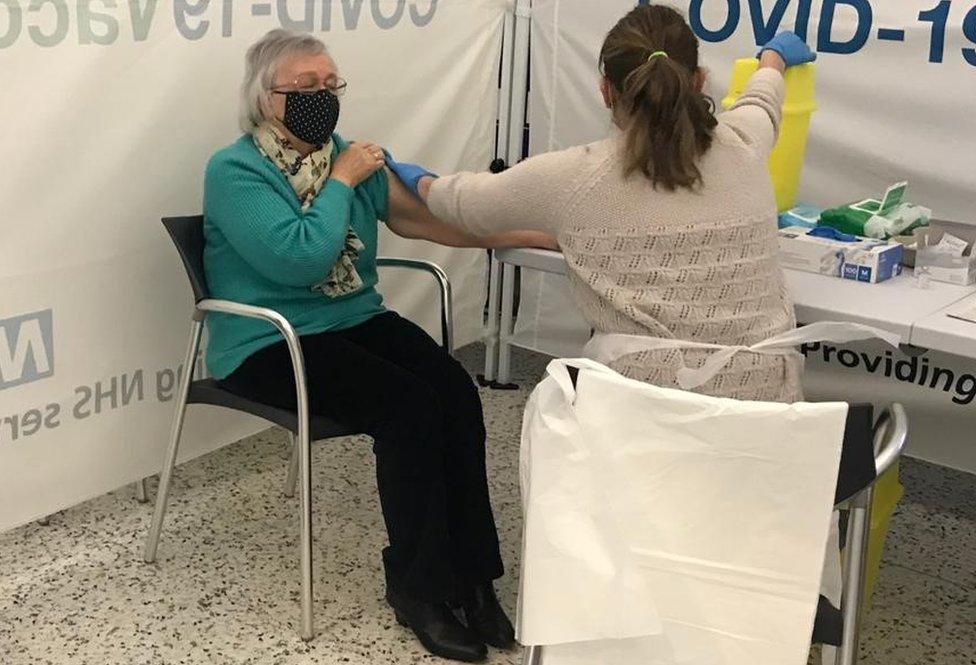 Vaccination centre at Newmarket Racecourse