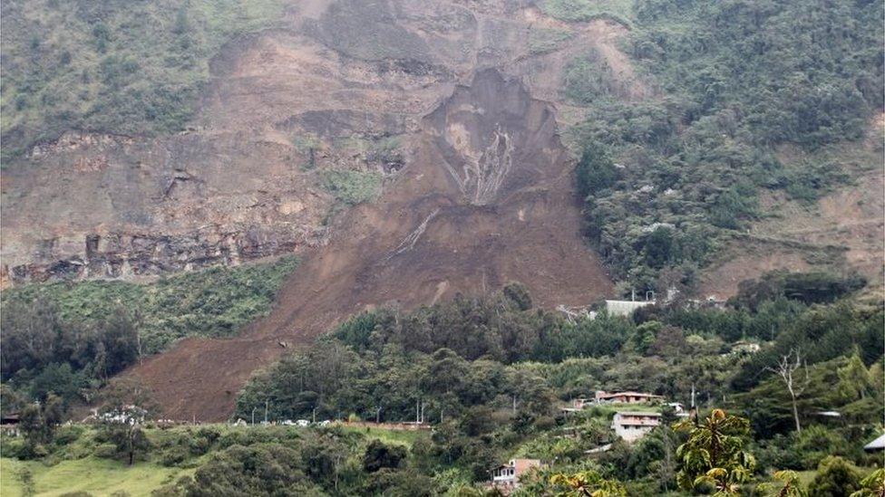 General view of a landslide that affected the Medellin-Bogota highway in Colombia October 26, 2016