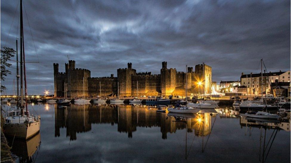 Caernarfon Castle at night