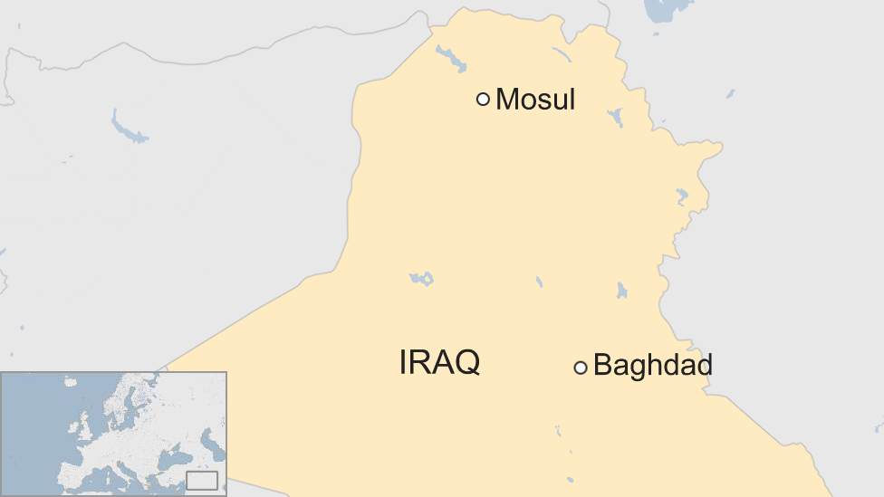 map showing Baghdad and Mosul in Iraq