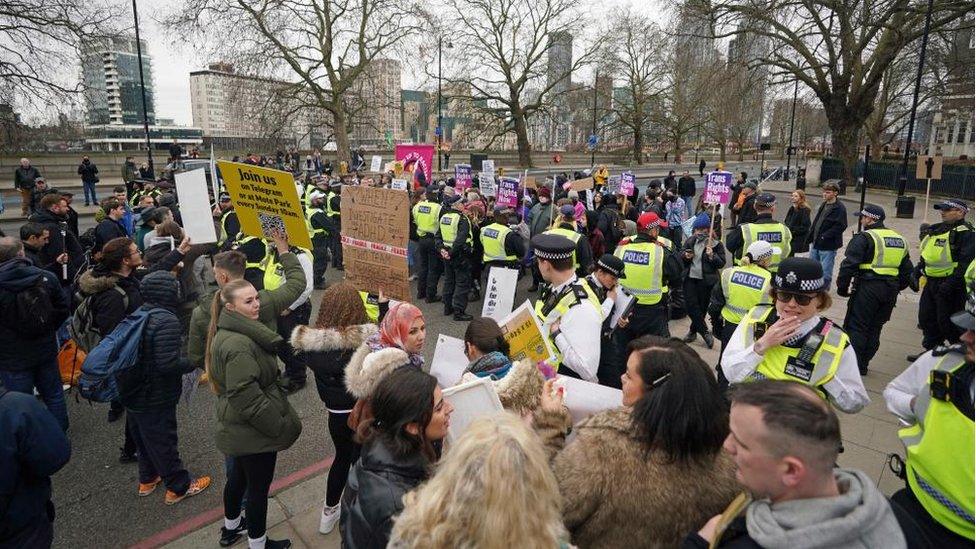 Protesters outside Tate Britain