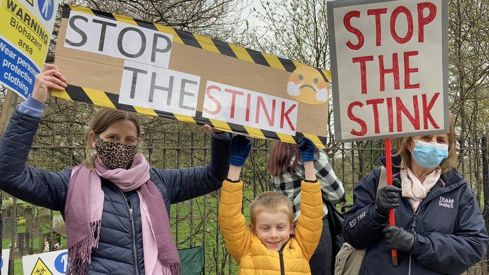 Protestors demonstrate outside the quarry this year