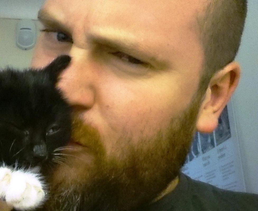 PC Adam Westall and kitten