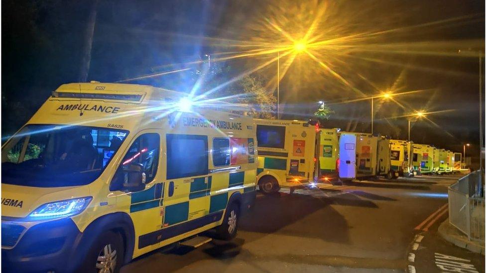 Ambulance queue at QA Hospital