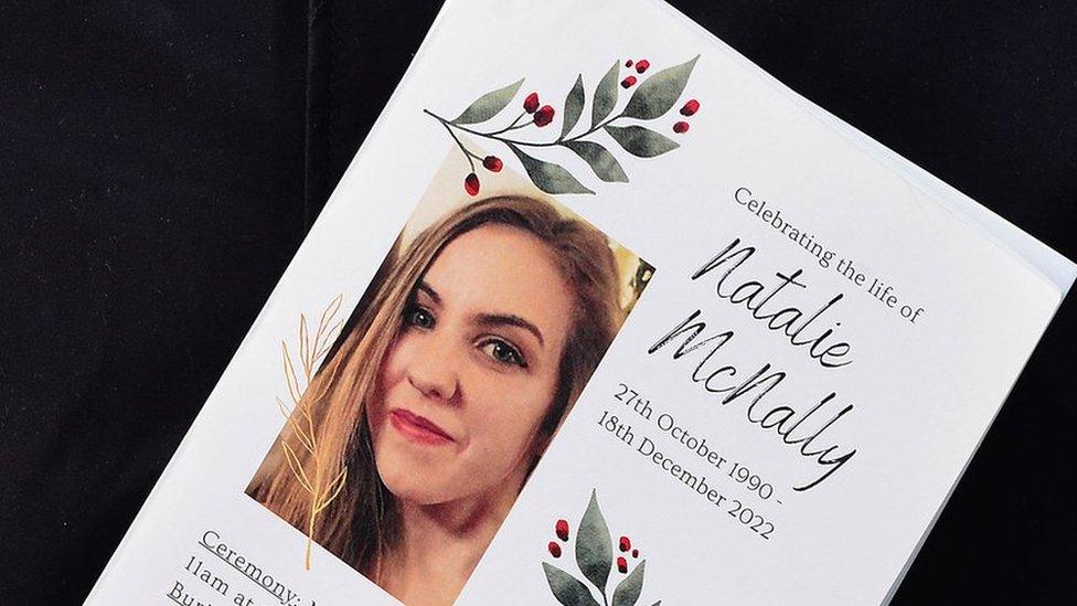 An order of service for the funeral service for Natalie McNally