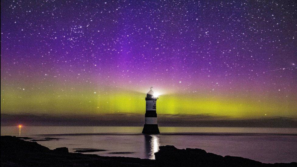 An aurora over Penmon on Anglesey