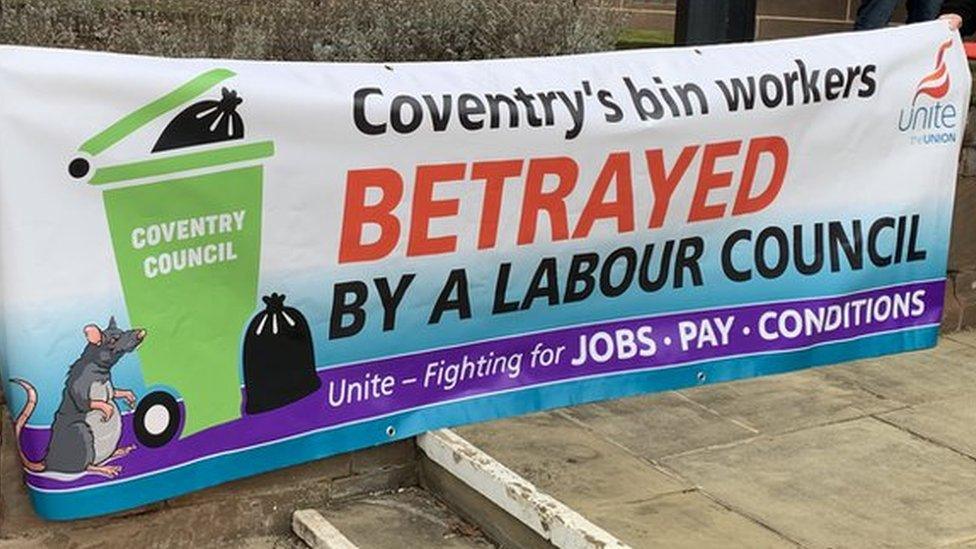 Unite members demonstrating outside Coventry City Council