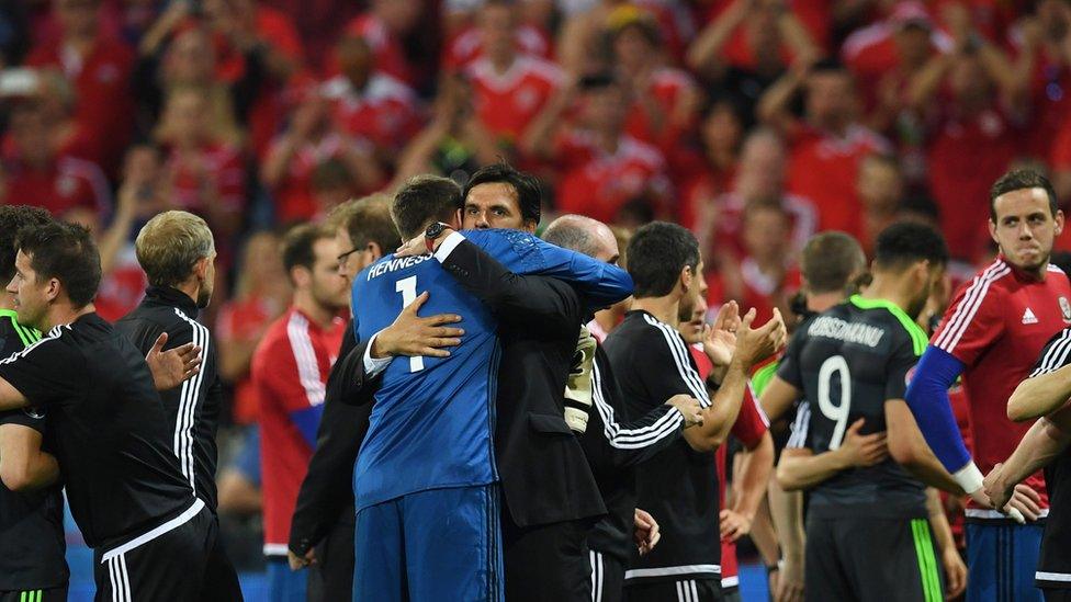 Coleman hugs his team