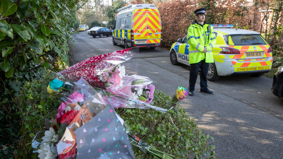 Floral tributes at the scene