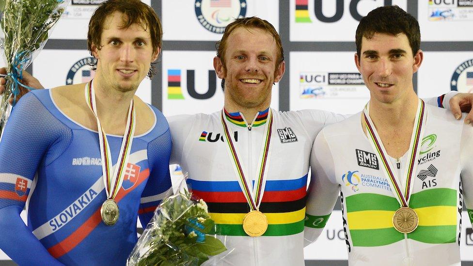 Jody Cundy, centre, with his gold medal