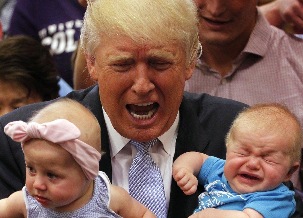 Donald Trump and two unhappy babies