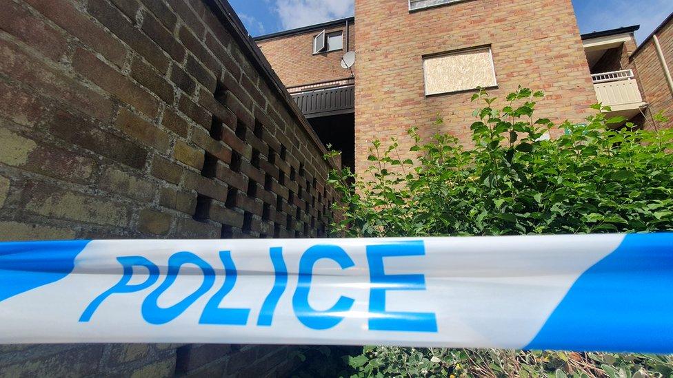 Police tape in King's Hedges, Cambridge