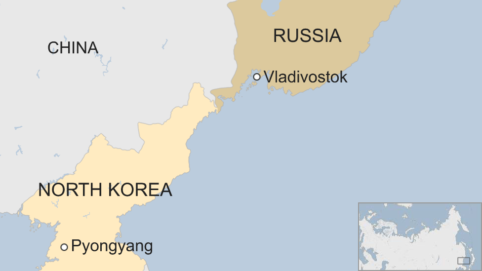 Map showing border between North Korea and Russia