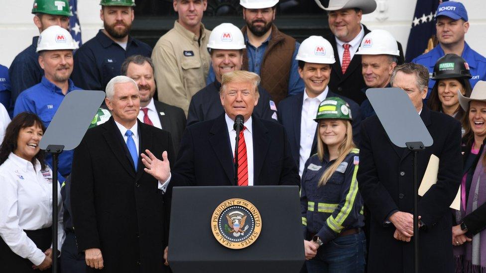 US President Donald Trump speaks before he signs the United States - Mexico -Canada Trade Agreement, known as USMCA, during a ceremony on the South Lawn of the White House in Washington, DC,