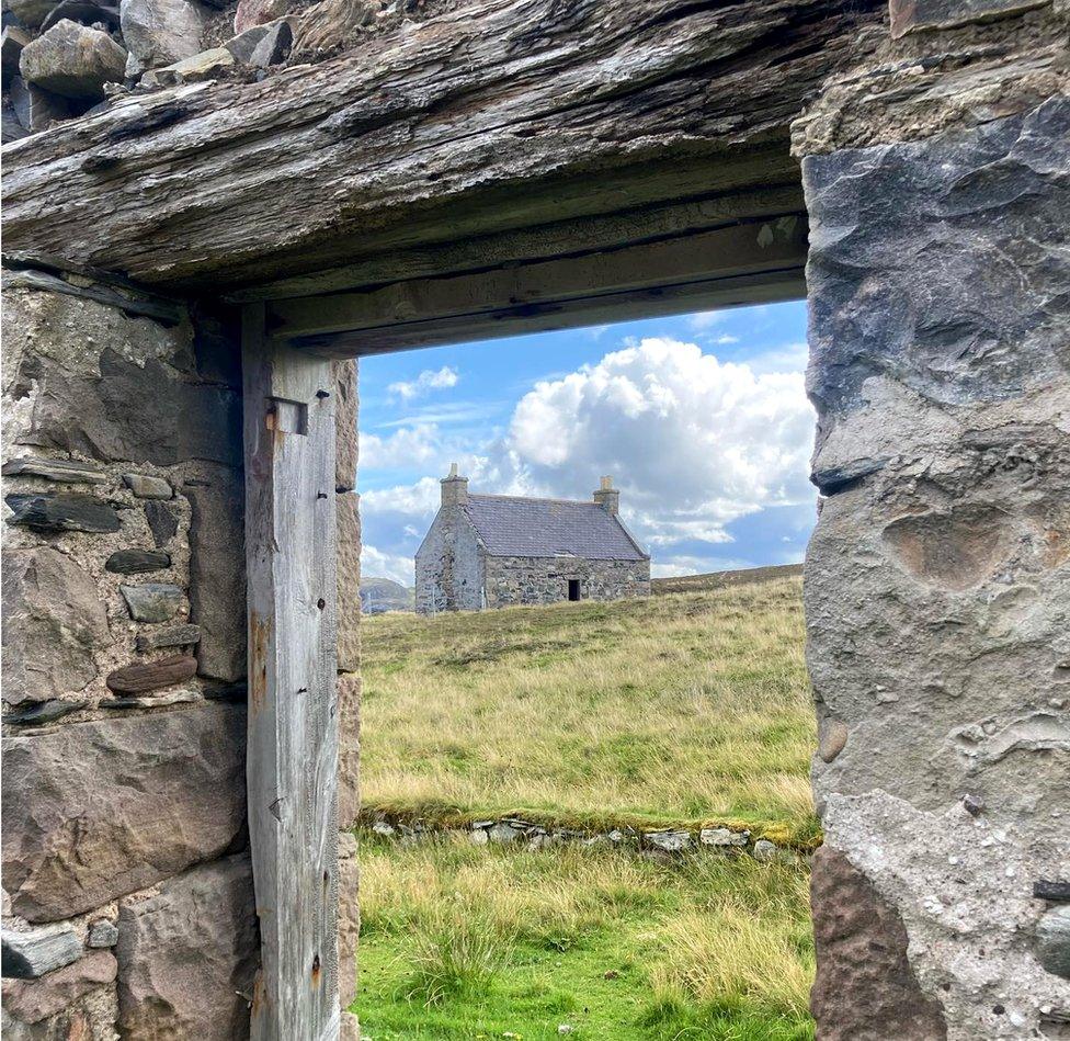 Eight stone houses are abandoned on the island