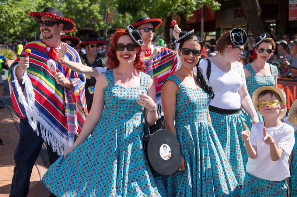 Visitors to Parkes' Elvis parade