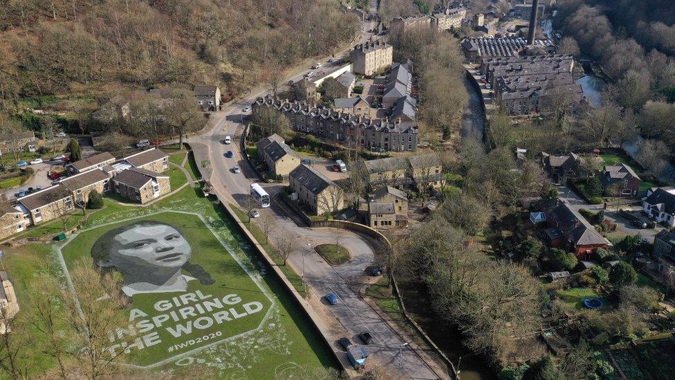 Giant portrait of Greta Thunberg