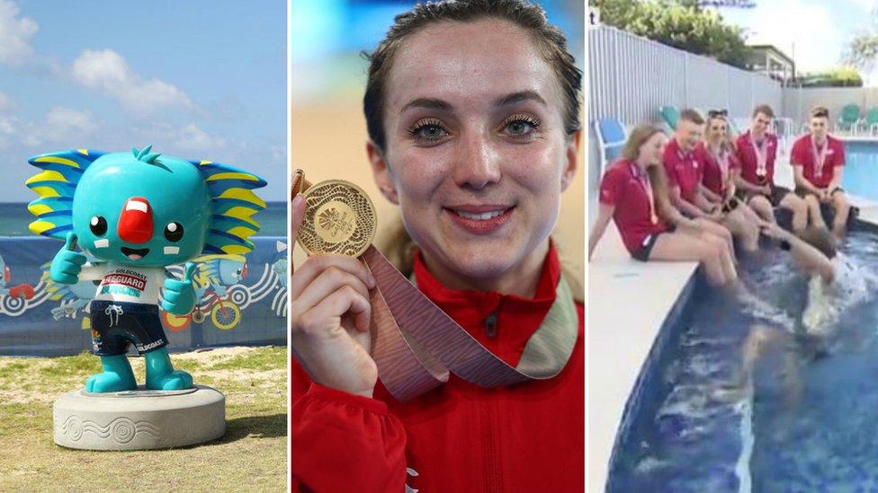 Composite images showing moments from Commonwealth games