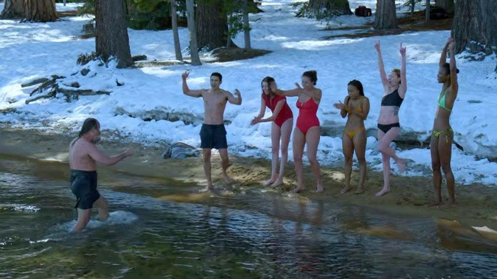 Mr Hof leading a group through cold water therapy