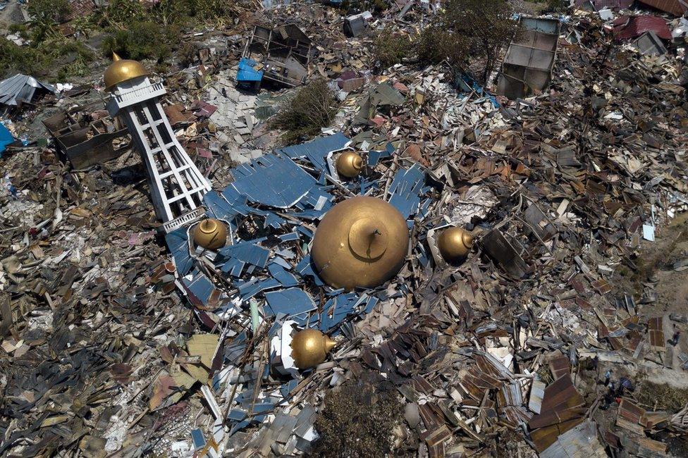 A shattered mosque in Palu, 30 September