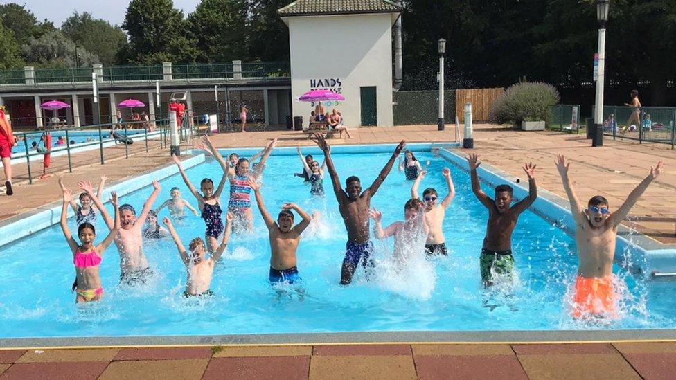 Group of children at Peterborough Lido