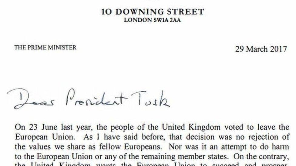 Theresa May's letter to Donald Tusk