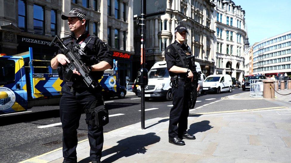 Armed police near St Paul's Cathedral