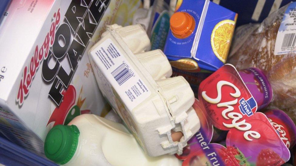 Shopping basket with food