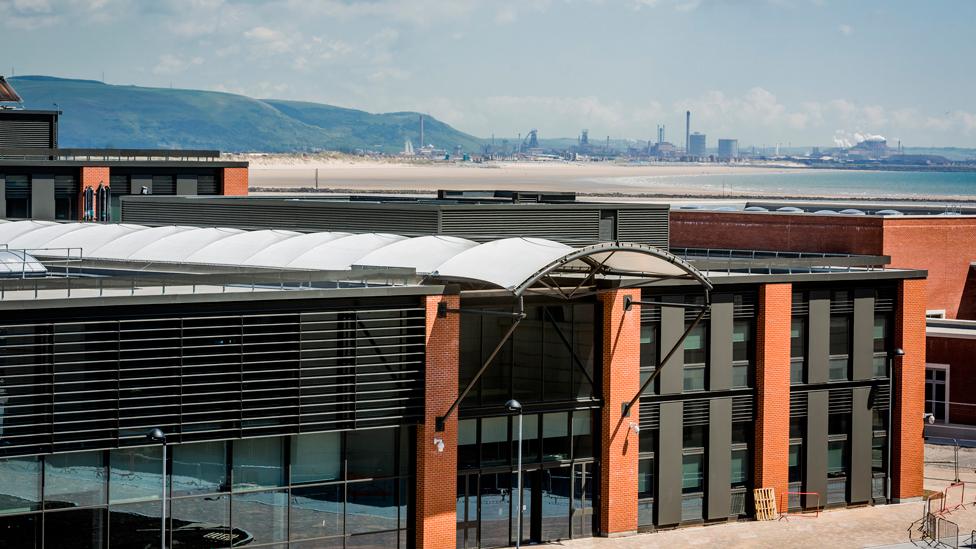 Swansea University is just around the bay from the giant Tata plant at Port Talbot