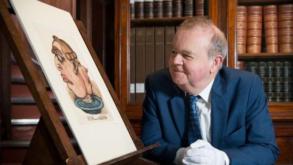 Ian Hislop and a portrait of himself