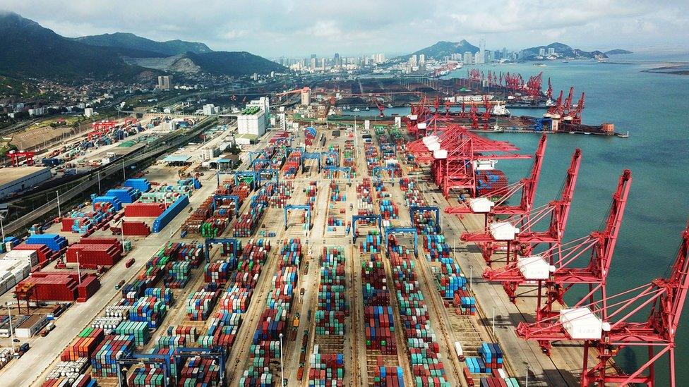 Containers at a port in China